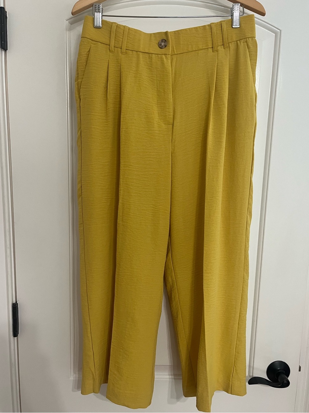 Jules & Leopold Wide-Leg High-Rise Cropped Pants Slacks in Mustard